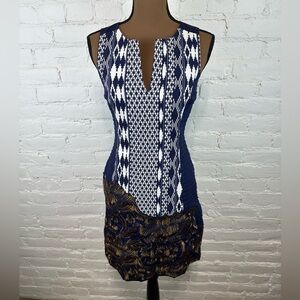 Anthropologie Floreat Mika Ikat Embroidered Jacquard Sheath Dress Women’s Size 2
